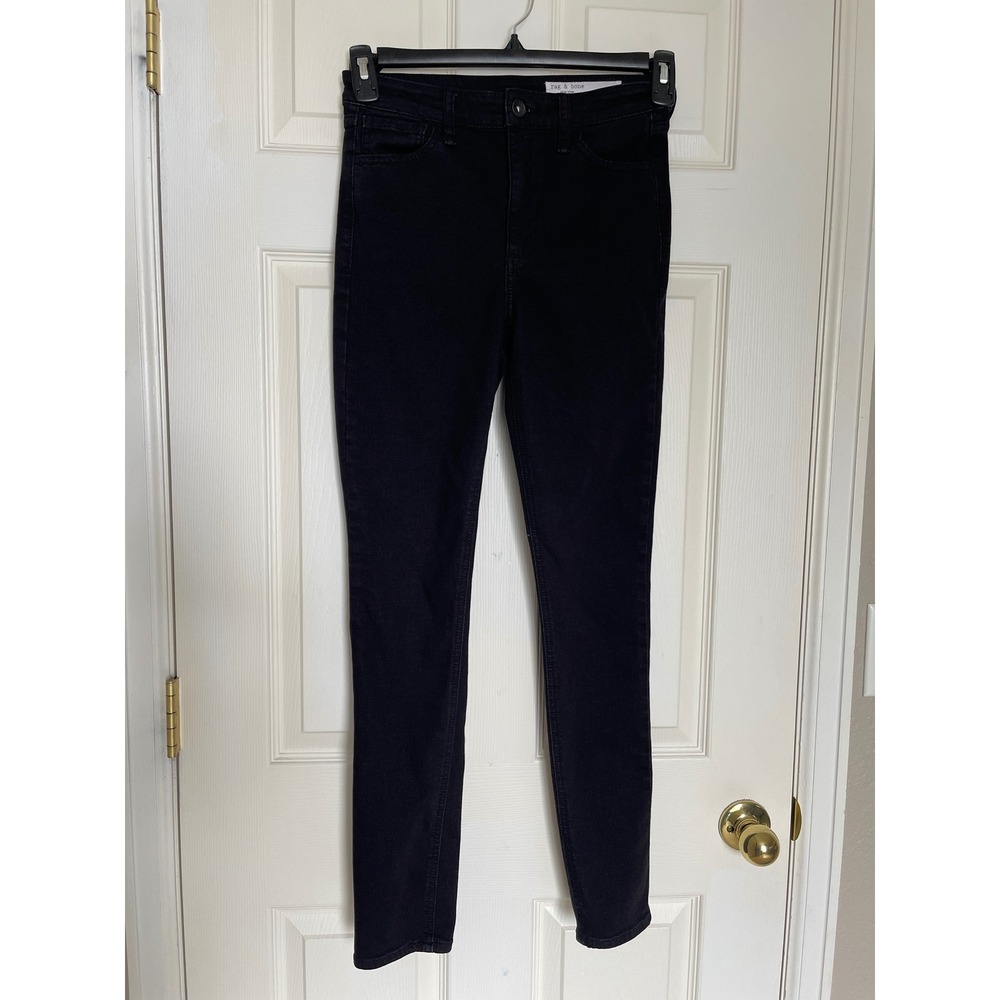 Rag and Bone High Rise Skinny Jeans Black Stretch Denim Size 25‎ - Picture 2 of 13